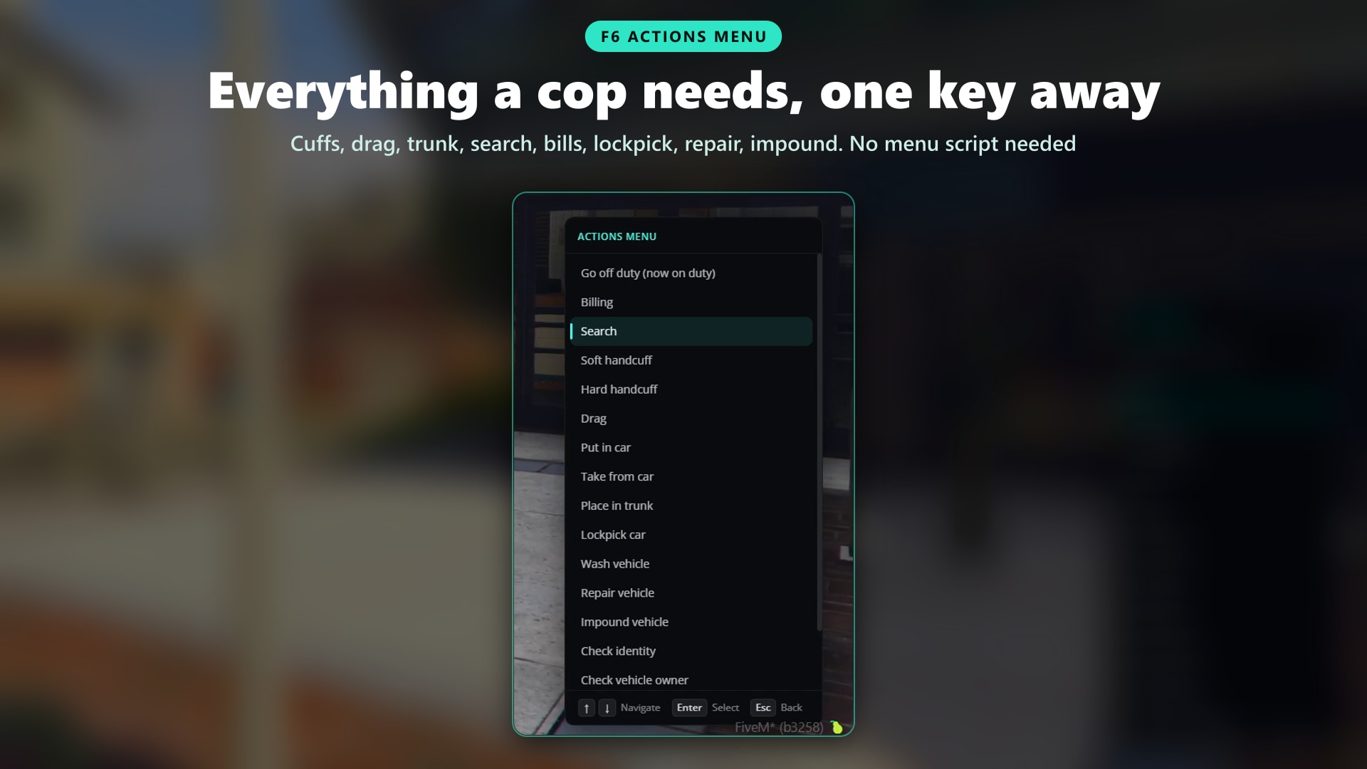 Actions menu